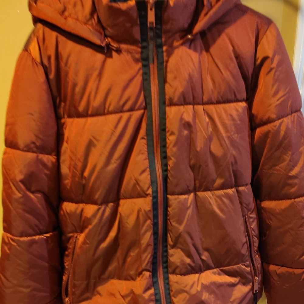 Rust Puff Jacket with Hood - Picture 2 of 3